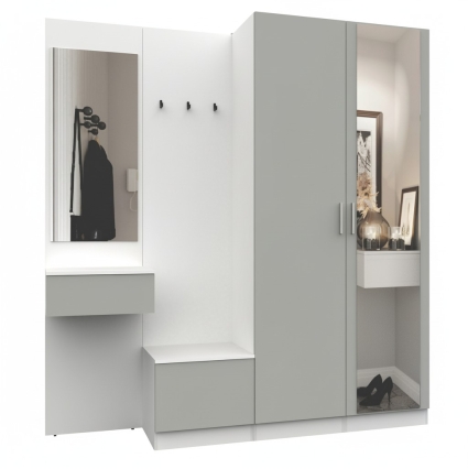 Набор мебели для прихожей "Марсель-108" МР 01-108 В2160 Ш2000 Г420 (ЛДСП Шиншилла серая) Набор мебели для прихожей "Марсель-108" МР 01-108 В2160 Ш2000 Г420 (ЛДСП Шиншилла серая)